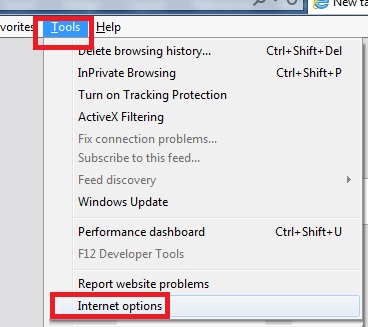 internet explorer options